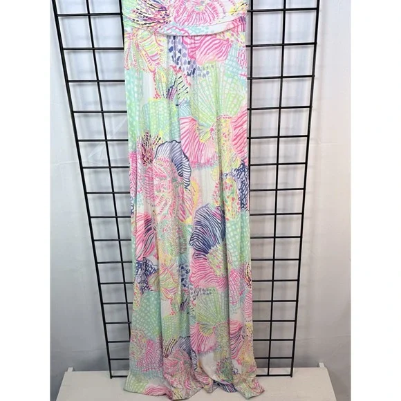 Lilly Pulitzer SLOANE MAXI DRESS Roar Of The Seas Womens XS Multi Floral Coral